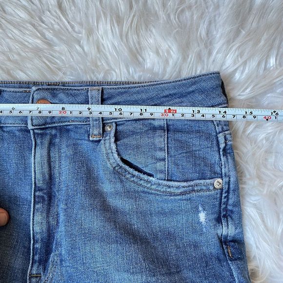 H&M Skinny Ankle Denim Jeans High Waist Raw Hem Distressed Light - Picture 10 of 14